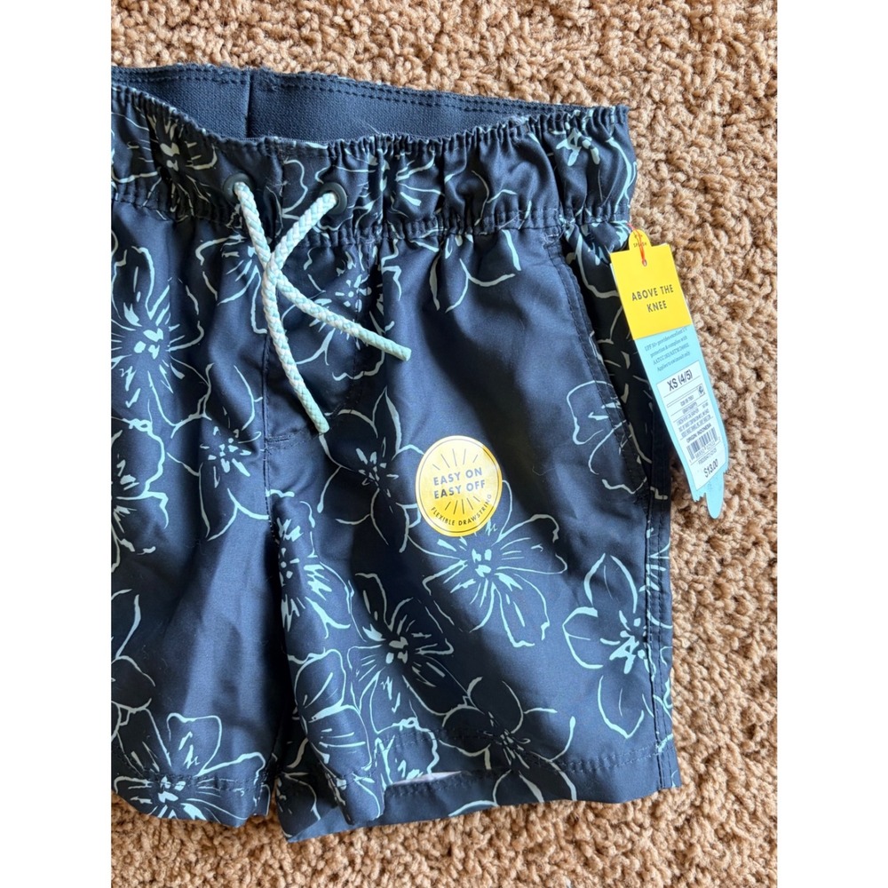 Cat & Jack Hawaiian Floral Mesh Lined Swim Trunks Shorts Boy 6-7 Small NEW NWT - Picture 3 of 9